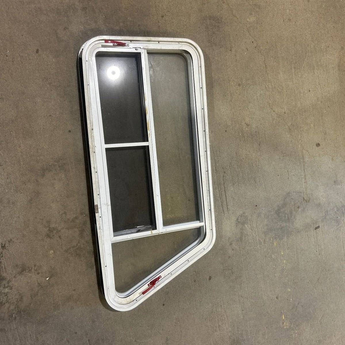 Used Slanted White Radius Emergency Opening Window - 49.25" x 23.25" x 1.875"