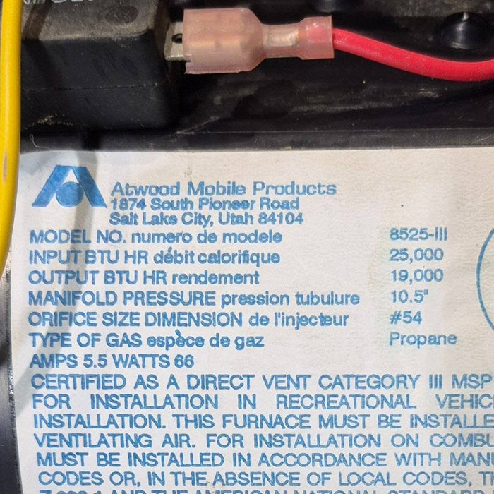 25000 BTU Used Atwood / Hydro Flame Propane Furnace - 8525-III