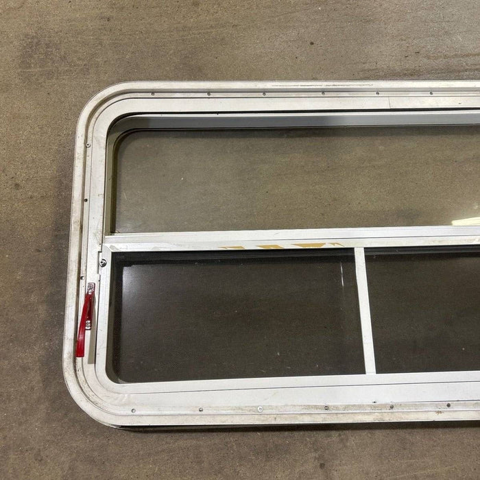 Used Slanted White Radius Emergency Opening Window - 49.25" x 23.25" x 1.875"