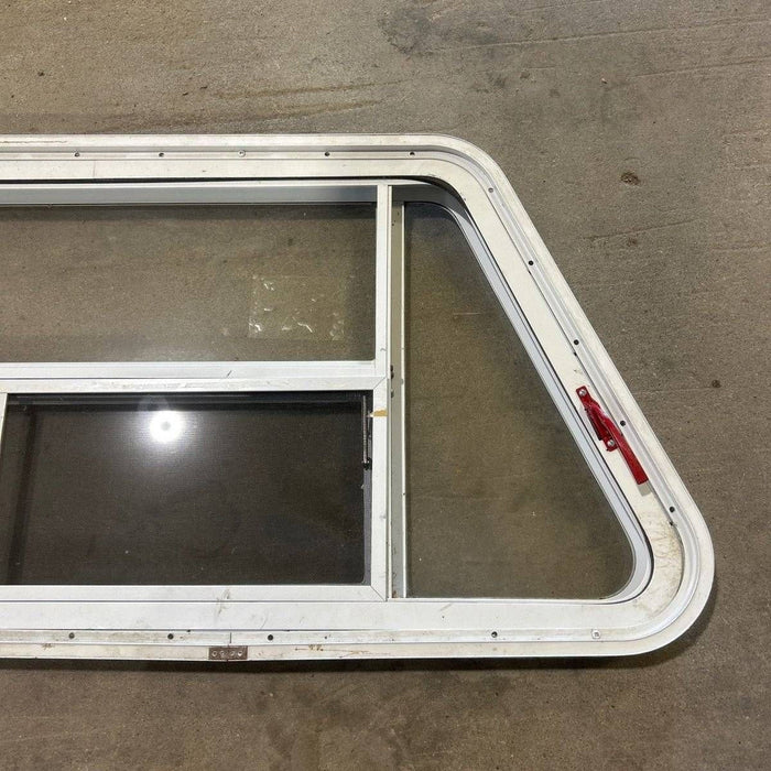 Used Slanted White Radius Emergency Opening Window - 49.25" x 23.25" x 1.875"