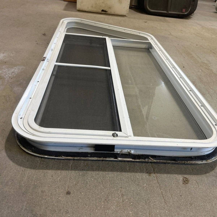 Used Slanted White Radius Opening Window - 49.25" x 23.25" x 1.875"
