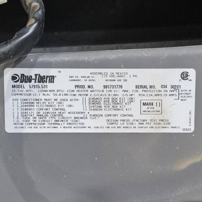 Used Duo-Therm Air Conditioner, Head Unit, 13500 BTU, Cool Only - 57915.531