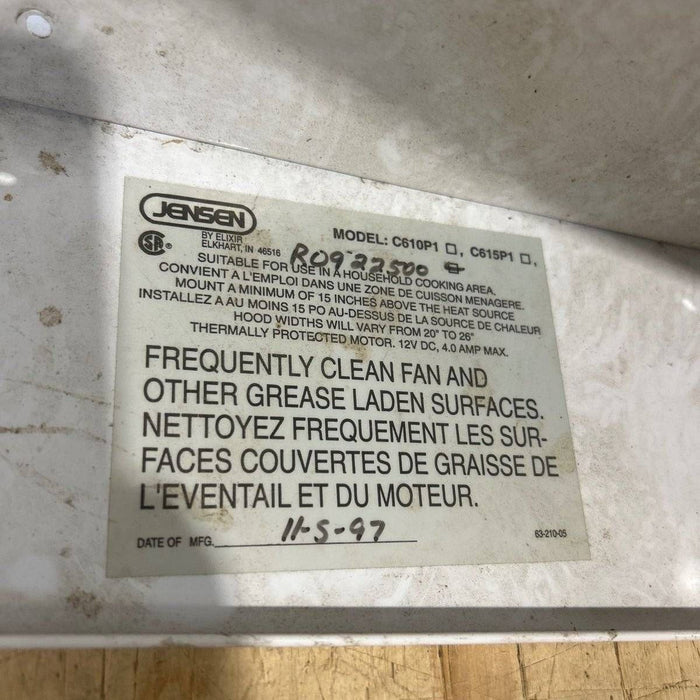 Used Jensen RV Range Hood Fan - R0922500