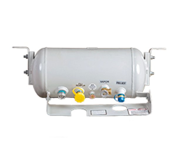 Propane Tank Manchester Tank 6811 ASME Permanent Mount Tank; 45 Pounds Capacity; 42" x 8" Diameter; Channel Bracket