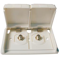 Receptacle Prime Products 08-6301 Outdoor Use; 75 Ohm F Style Connector Satellite Input; Dual Receptacle; White - Young Farts RV Parts