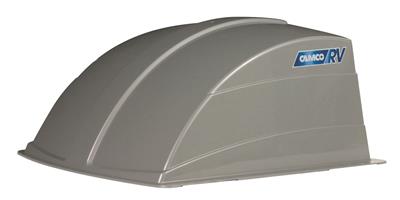 Roof Vent Cover Camco 40473 Exterior Mount, Dome Type Ventilation, Vented On One Sides, For 14" x 14" Vents, Silver, UV Stabilized Resin, With Vent Assembly/ Screen/ Installation Hardware, With English/ French Language Packaging - Young Farts RV Parts