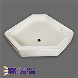 Shower Pan 34" x 34" x 9 - 1/2", Specialty Recreation NSB3434PC Neo Angle, Front Center Drain, Parchment - Young Farts RV Parts