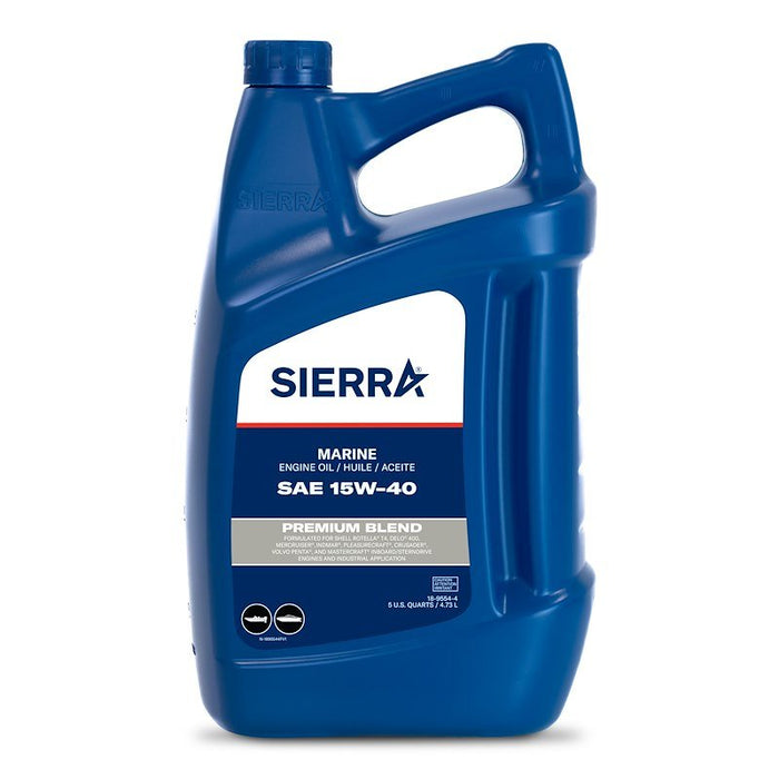 Sierra Marine 1895544 Engine Oil - SAE 15W-40 - Premium Blend 4-Stroke; 5 Quart Jug
