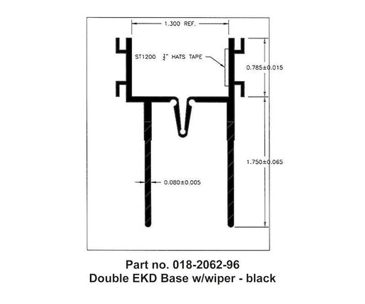 Slide Out Seal AP Products 018 - 2062 - 96 Double EKD Seal Base, 1 - 1/4" Thickness x 1 - 3/4" Width x 8 Foot Length, Black - Young Farts RV Parts