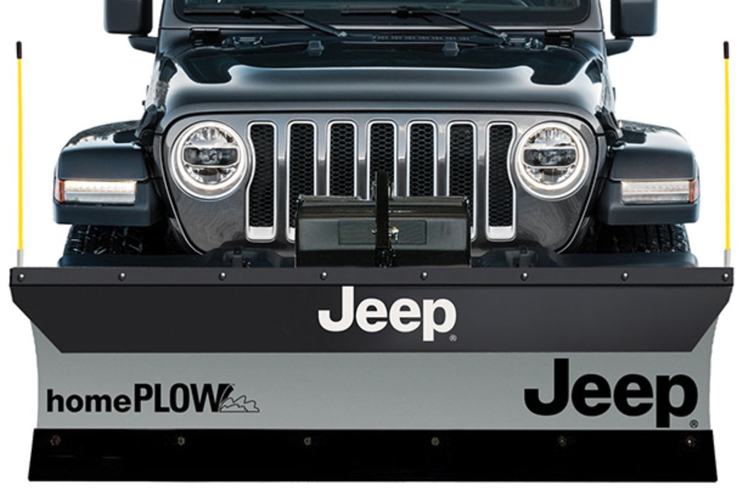 Snow Plow Meyer Products 76000 Home Plow, 80" Length, 22" Height, With Jeep Logo, Hydraulic Lift, Hardwired, Power Angle, With Snow Plow and Mounting Hardware