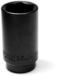 Socket Performance Tool W154 1/2" Drive, 36 Millimeter, Metric, Front Wheel Drive Axle Nut Socket, Black, Chrome Moly Steel