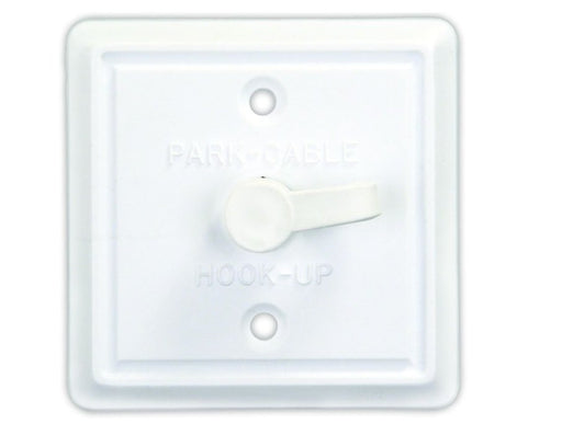 Square Cable TV Plate Polar White - Young Farts RV Parts