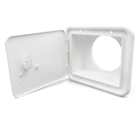 Storage/Sewer Hose Hatch with Thumb Latch - Polar White - Young Farts RV Parts