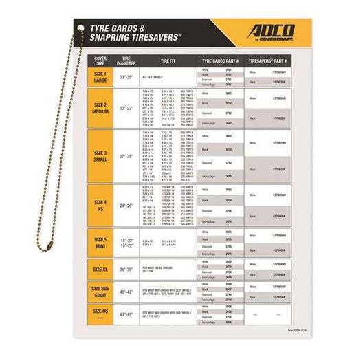 Tire Gard/Cover Hanging Fit Chart - Young Farts RV Parts