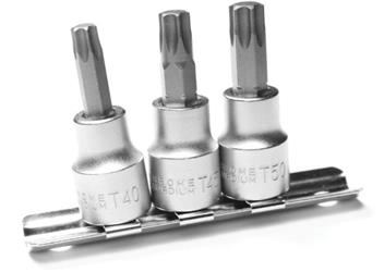 Torx Bit Performance Tool W1337 Use With 3/8" Drive Socket, Brake Caliper Star Bit, Alloy Steel Bit, With T40/ T45/ T50 Bit, Set Of 3