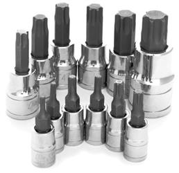 Torx Bit Performance Tool W38802 Use With 1/4"/ 3/8" and 1/2" Drive Socket, Alloy Steel Bit With Chrome Vanadium Steel Sockets, With 1 Each of T10/ T15/ T20/ T25/ T27/ T30/ T40/ T45/ T47/ T50/ T55/ T60 Star Bits and Plastic Slide Rail