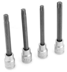 Torx Bit Performance Tool W86020 Use With 3/8" Drive Socket, Long Shank Disc Brake Caliper Bit, Alloy Steel Bit With Chrome Vanadium Steel Socket, With T40/ T45/ T47/ T50, 4 Pieces, Professional Sand Finish