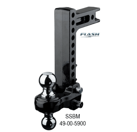 Trailer Hitch Ball Mount Fastway Trailer Products 49 - 00 - 5900 Flash ™, Class V, Fits 2" Receiver, 12000 Pound Gross Trailer Weight/ 1200 Pound Tongue Weight, Adjustable, 10" Drop/ 11" Rise, Non - Swivel, Non Extendable, Steel, With 2" and 2 - 5/16" Chrome Ball - Young Farts RV Parts