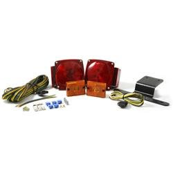 Trailer Light Grote Industries 65370-5 Stop/ Turn/ Tail Light With Side marker Light, Incandescent Bulb, Rectangular Housing, Red Lens, 4-1/2" Square x 3-3/8" Depth, Kit Includes Two Lights/ Side Markers/ 4 Foot Trunk Wiring Wiring/ 25 Foot Split Trailer