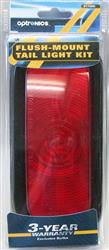 Trailer Light Optronics ST70RK Stop/ Turn/ Tail Light, Incandescent, Oval, 6-1/2" Length x 2-5/16" Width, 12.8 Volt DC, Polycarbonate Lens And Housing, With Red Trailer Light/ Grommet And 3-Wire Pigtail Connector - Young Farts RV Parts