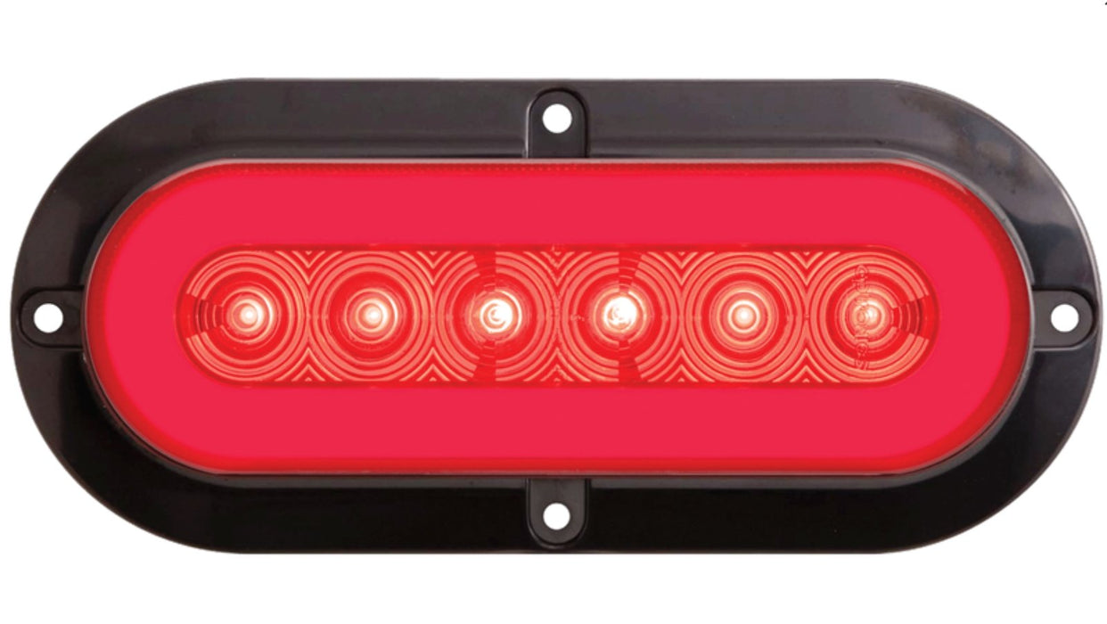 Trailer Light Optronics STL111RFB GloLight „¢, Stop/ Turn/ Tail Light, LED, Oval, Clear, 7-1/2" Length x 3.3" Width, 12.8 Volt DC, Polycarbonate Lens And Housing, Submersible, Flange Mount