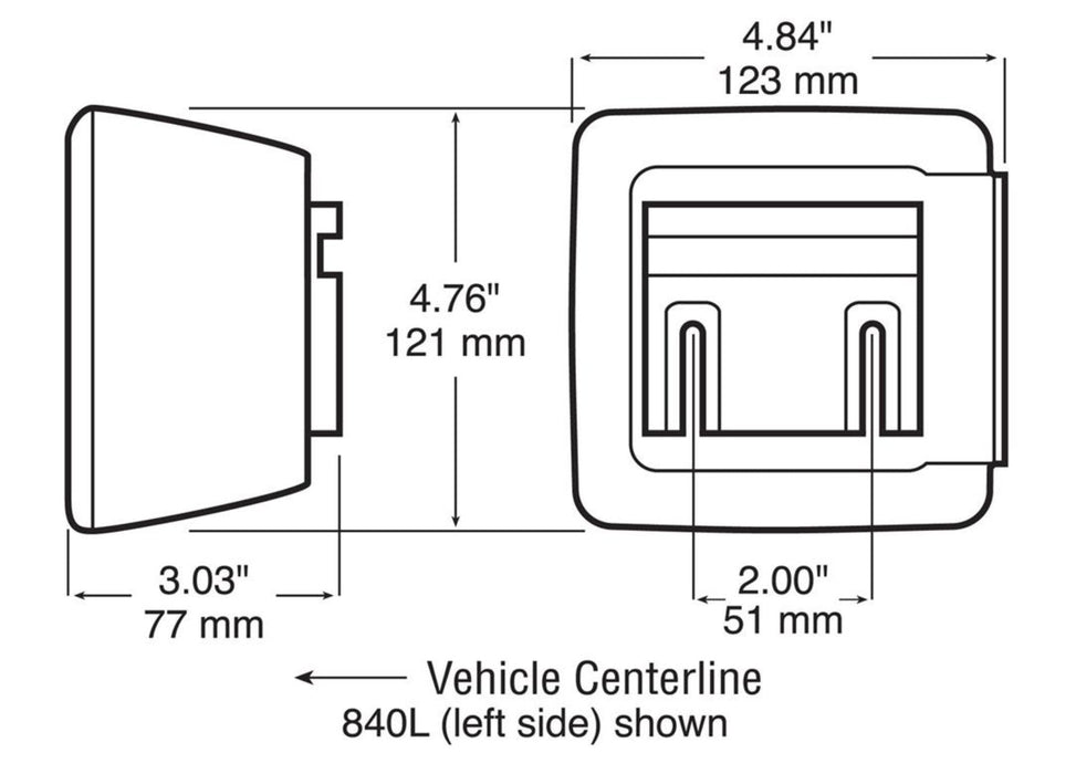 Trailer Light Peterson Mfg. V840 Stop/ Turn/ Tail Light, LED, Square, Red Lens, 5.04" x 4.72" - Young Farts RV Parts