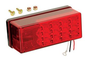 Trailer Light Wesbar 407535 8-Function Tail Light, LED, Rectangular, Red Lens, 8" Length x 2-3/4" Width x 2-7/8" Height, With 3 Wire Plug-In Harness With 12" Wire Leads/ 7" Ring Terminal Ground/ Stainless Steel Mounting Hardware, Left/Roadside With offeri - Young Farts RV Parts