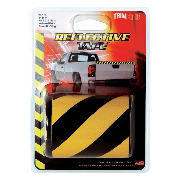 Trimbrite T1811 Light Reflective Tape ; 6" x 3" ; Yellow/ Black