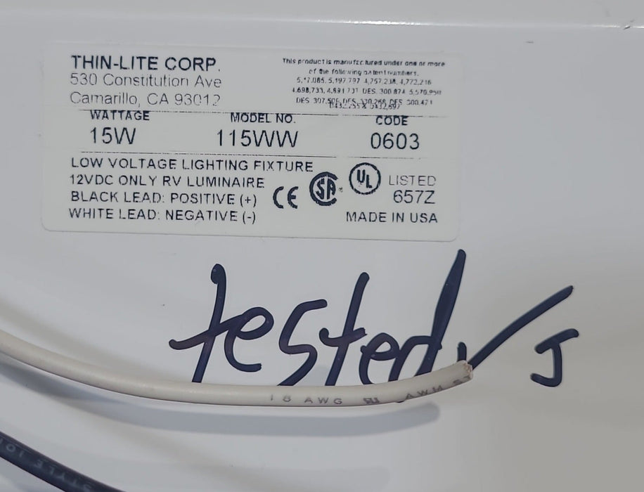 Used 115WW Thin-Lite Single Fluorescent light fixture - 15 Watt