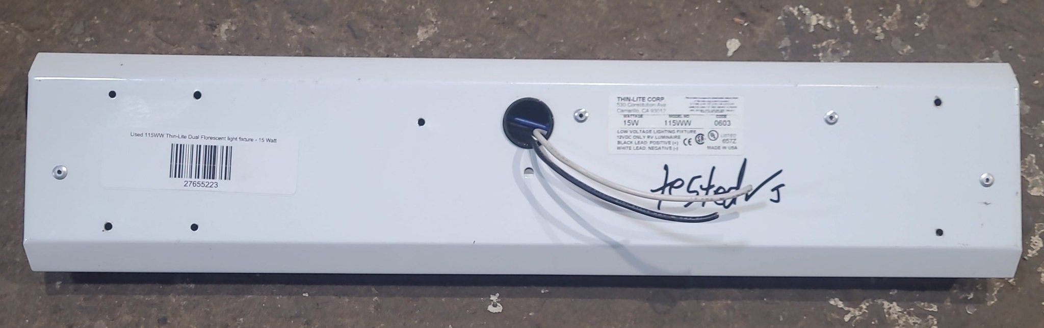 Used 115WW Thin-Lite Single Fluorescent light fixture - 15 Watt