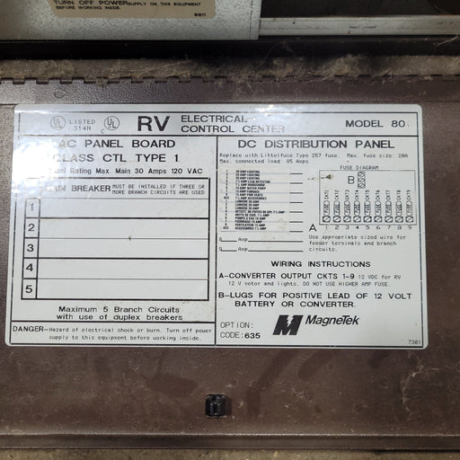 Used 30 AMP MAGENTEK Power Station - Young Farts RV Parts