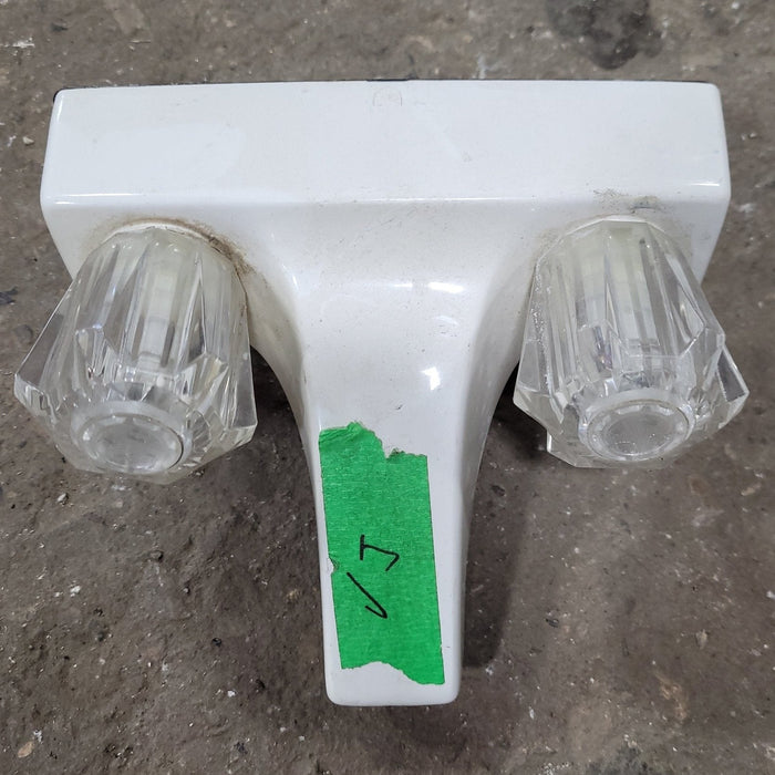 Used 4" Bathroom Faucet, Off White, Clear Knobs