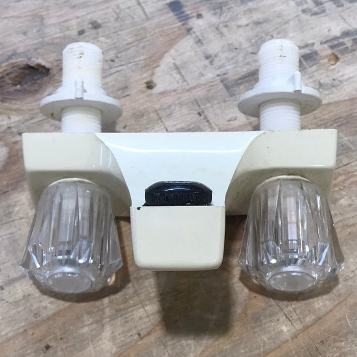 Used 4" Bathroom Faucet, Bone, Clear Knobs