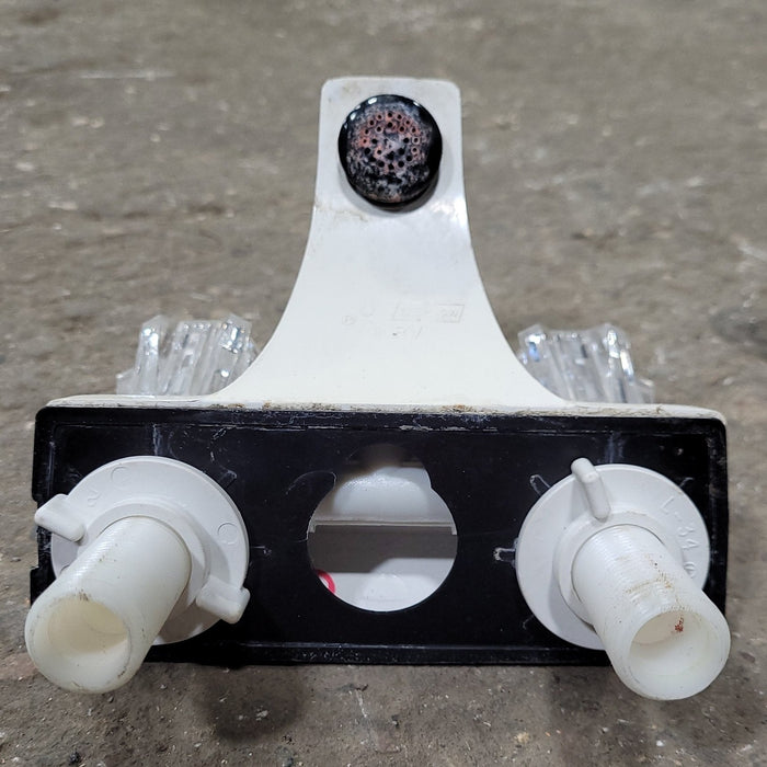 Used 4" Bathroom Faucet, Off White, Clear Knobs