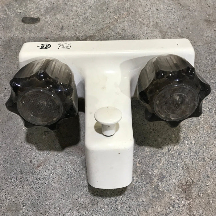Used 4" Shower Faucet With Diverter, Bone, Smoked Knobs