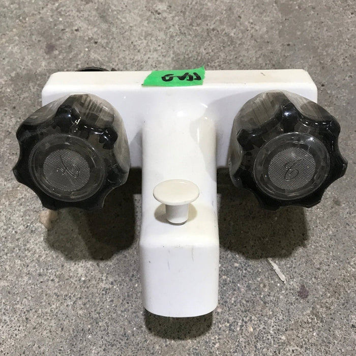 Used 4" Shower Faucet With Diverter, Bone, Smoked Knobs