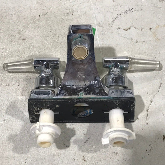 Used 4" Bathroom Faucet, Chrome, Clear/ Chrome Handles