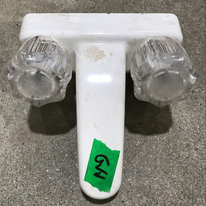 Used 4" Bathroom Faucet, Off-White, Clear Knobs