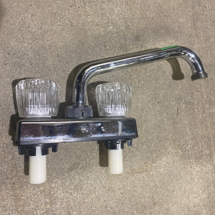 Used 4" Kitchen Bar Faucet, Chrome, Clear Handles