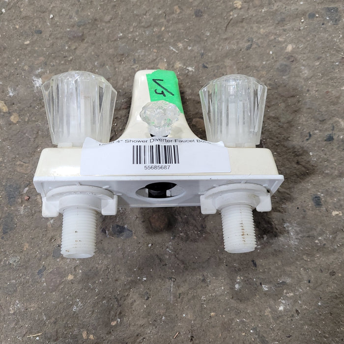 Used 4" Shower Faucet, With Diverter, Bone, Clear Knobs