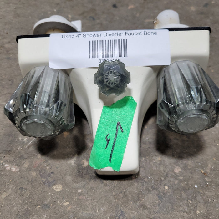 Used 4" Shower Faucet, With Diverter, Bone, Smoked Knobs
