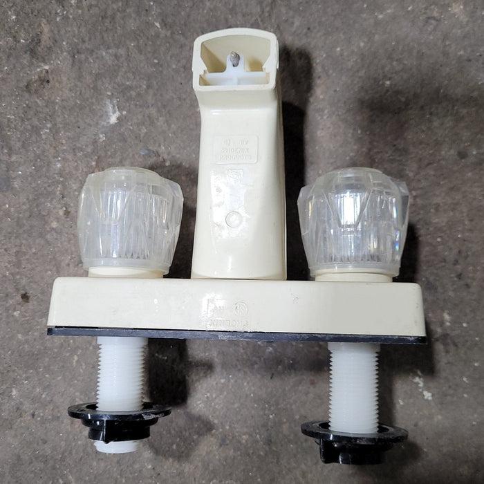 Used 4" Shower Faucet With Diverter, Bone, Clear Knobs