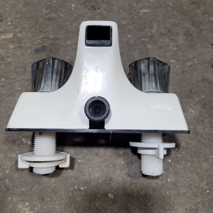 Used 4" Shower Faucet, With Diverter, Bone, Smoked Knobs