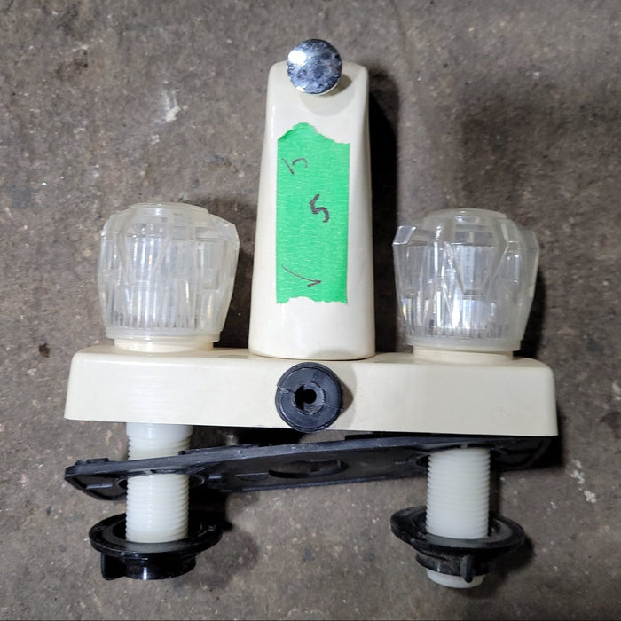 Used 4" Shower Faucet With Diverter, Bone, Clear Knobs