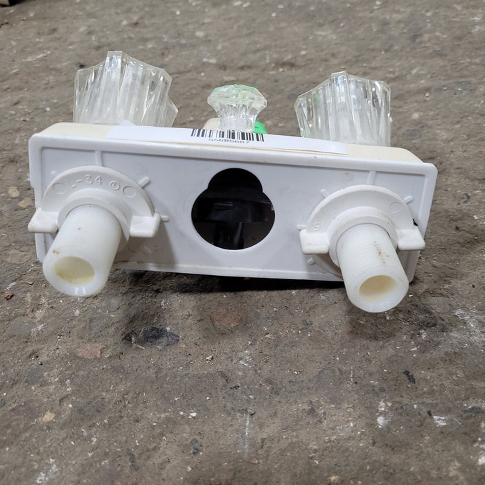 Used 4" Shower Faucet, With Diverter, Bone, Clear Knobs