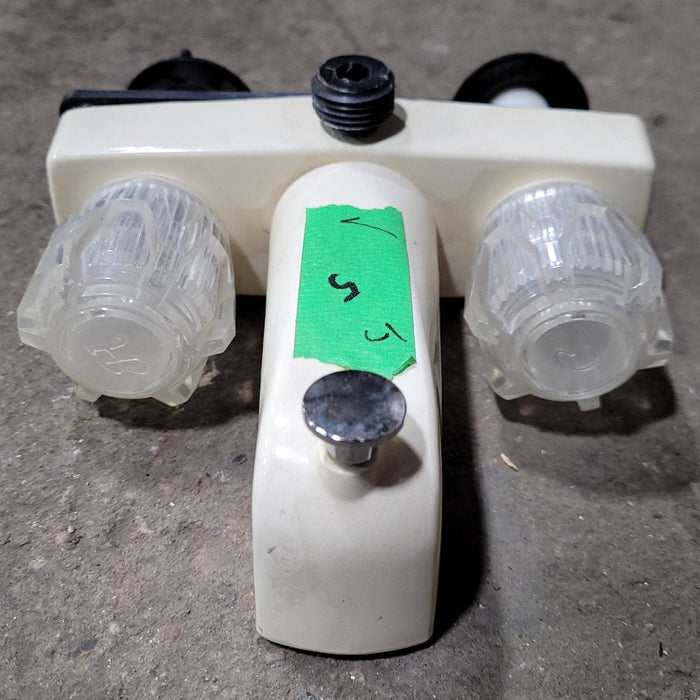 Used 4" Shower Faucet With Diverter, Bone, Clear Knobs