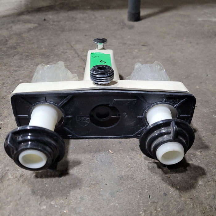 Used 4" Shower Faucet With Diverter, Bone, Clear Knobs