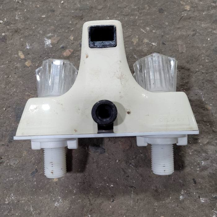 Used 4" Shower Faucet, With Diverter, Bone, Clear Knobs