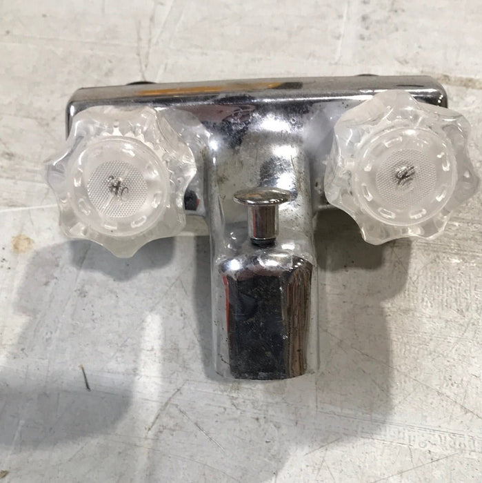 Used 4" Shower Faucet With Diverter, Chrome, Clear Knobs