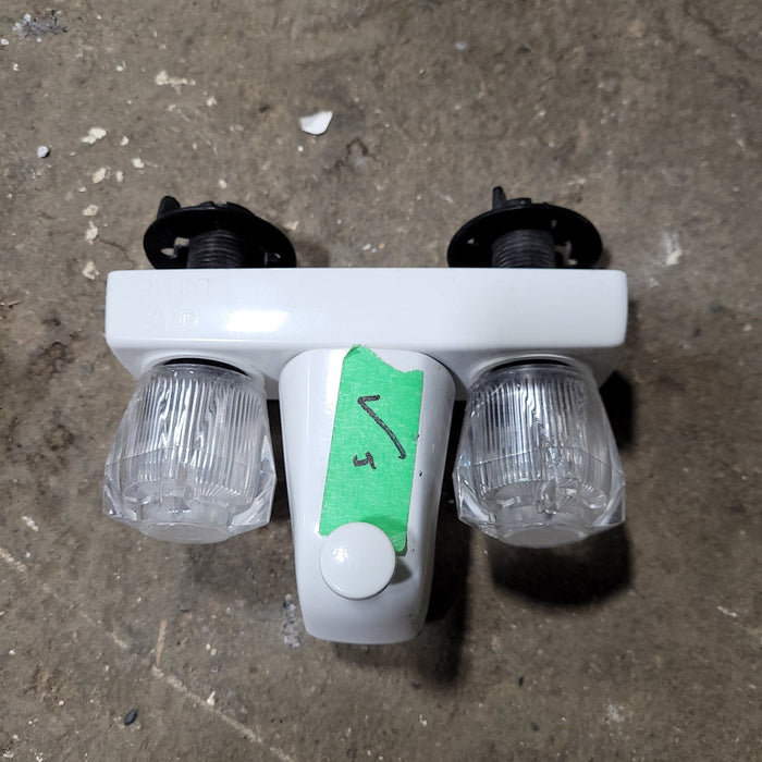 Used 4" Shower Faucet, With Diverter, White, With Clear Knobs